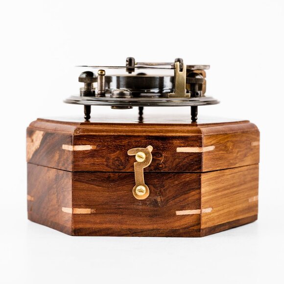 Magnetic Brass Gilbert Compass with Wood Box 3 Inch Heavy Duty for Navigational - Picture 12 of 17